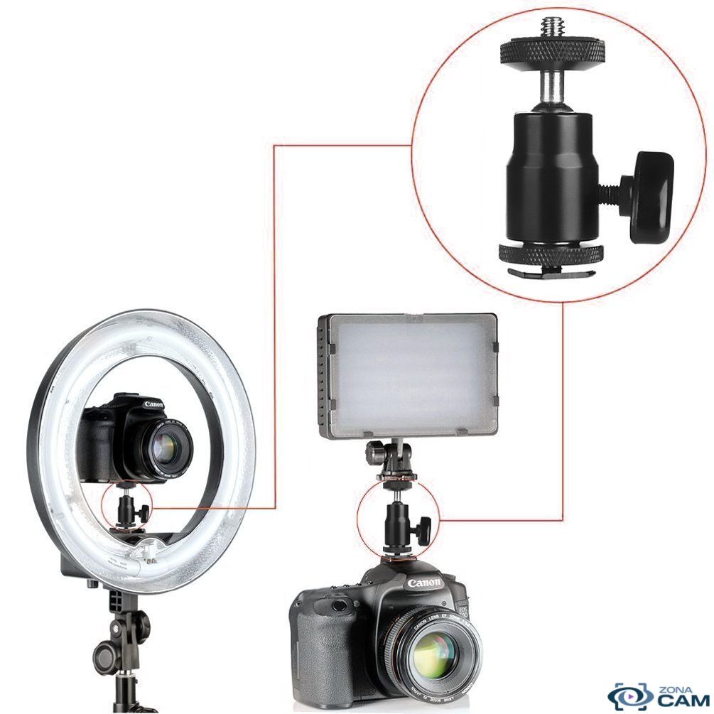 Adaptador DSLR con cabeza rotativa 360 fotografia